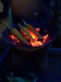 Roasted corn on Charcol, a common sight in Bangalore, India