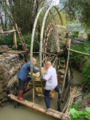 Making a bamboo undershot water wheel