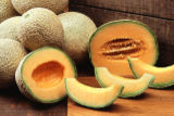 Ripe North American cantaloupes (C. m. reticulatus)