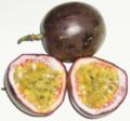 Purple passion fruit, which in Colombia is called "gulupa", to distinguish it from the yellow maracuyá