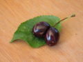 Cherries with leaf